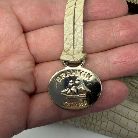 Brahmin cream Duxbury satchel bag embossed leather - Picture 13 of 16